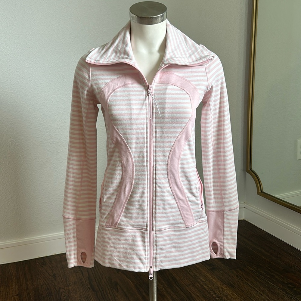 🍋 pink stripe scuba zip up